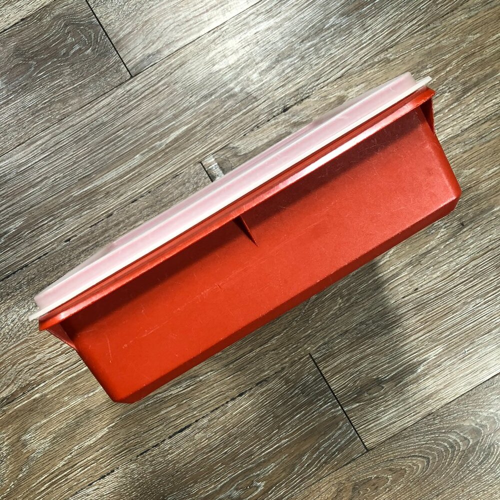 Tupperware Square Storage Container 514-2 Paprika Red w Frosted Lid 515-12 Vtg